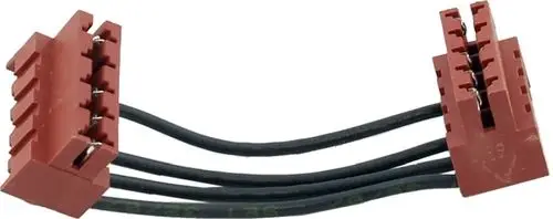Kabelsatz mit zwei roten Platinenverbindern und mehreren schwarzen Drähten, hergestellt von Wolf. Geeignet für elektrische Verbindungen in verschiedenen Anwendungen.